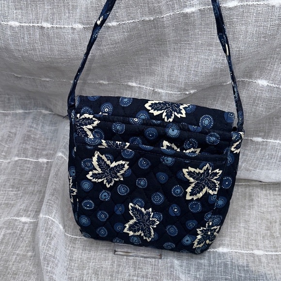 Vera Bradley Blue Coin Maple Leaf Pattern Sling Crossbody Swing Bag EUC VINTAGE - Picture 4 of 14